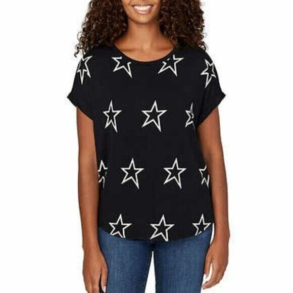 New Buffalo D. Bitton Ultra Soft Relaxed Fit Stars Print T-Shirt Top - Picture 1 of 8